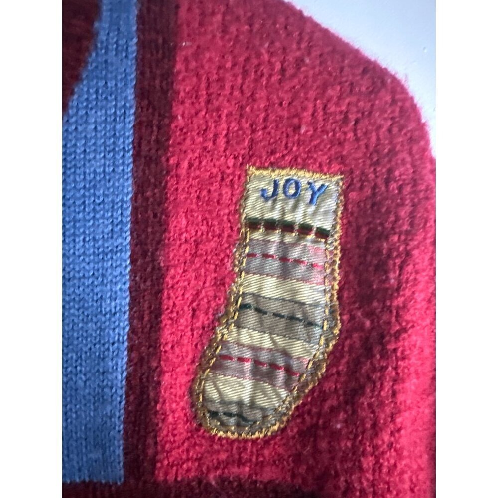 VTG Wool Blend Christmas Sweater Women’s L Holiday Patchwork Festive Knit Y2K - Picture 3 of 8